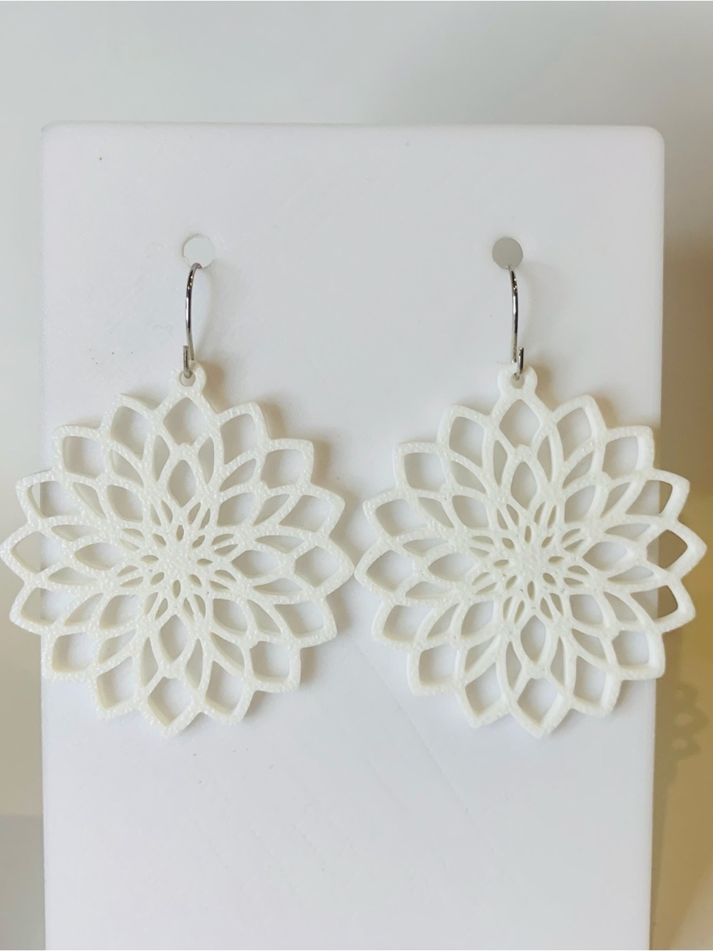 White Floral Filigree Drop Earrings - Women Jewelry